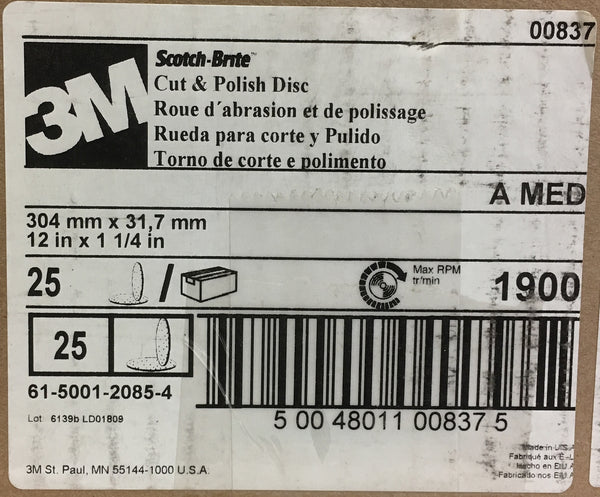 048011-00837 - 12 x 1/4 x 1-1/4 Scotch Brite Wheel Tan (25ea/bx)