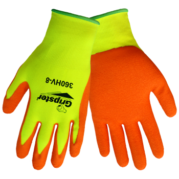 360HV-L - Gripster Glove, Orange Foam Rubber Dip, High-Viz Lime - Large