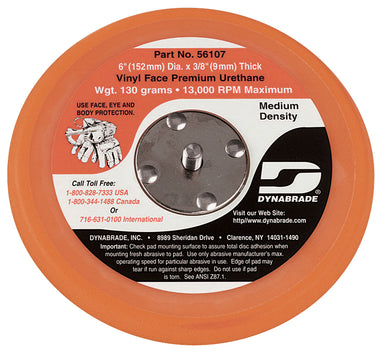 56107 - 6" (152 mm) Dia. Non-Vacuum Disc Pad, Vinyl-Face 3/8" (10 mm) Thickness Urethane, Medium Density, 5/16"-24 Male Thread