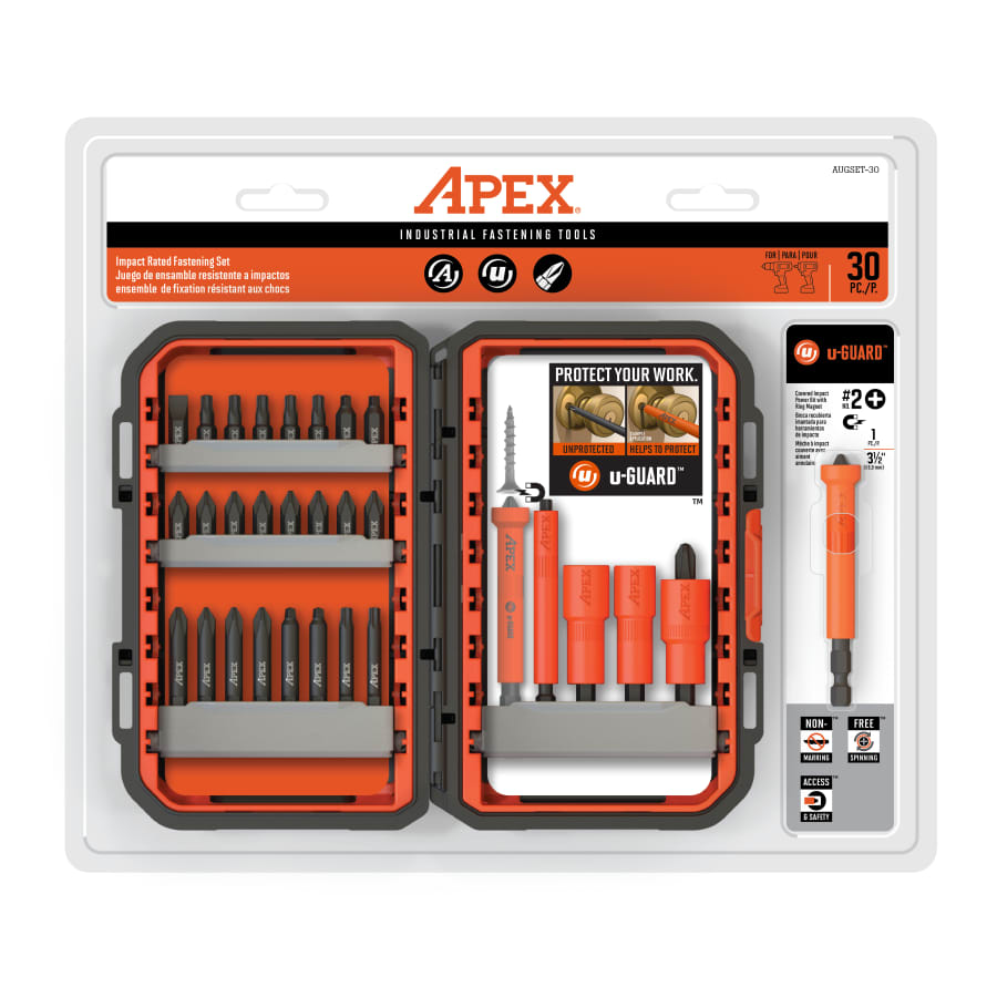 071-AUGSET-30 - 30 Pc. u-GUARD™ Fastening Set, Phillips, Slotted, Square, Torx Tips