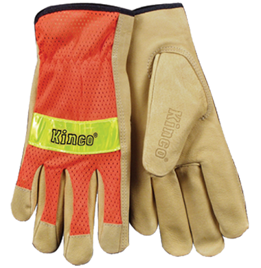 116-909-M - Glove, Hi-Vis Orange Mesh & Pigskin Palm - M