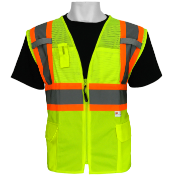 GLO_0037-S - Surveyor Vest, Class 2, Lime, 6 Pocket - Small