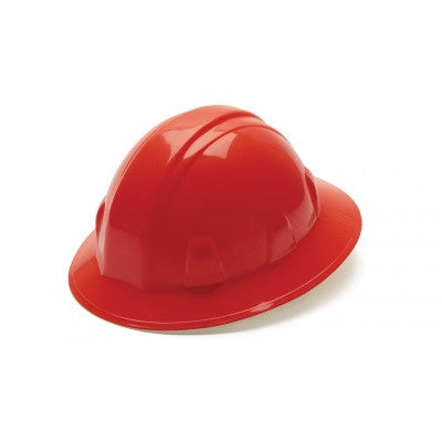 HP24120 - Standard Cap Style Hard Hat Full Brim 4 Pt Ratchet Suspension, Red